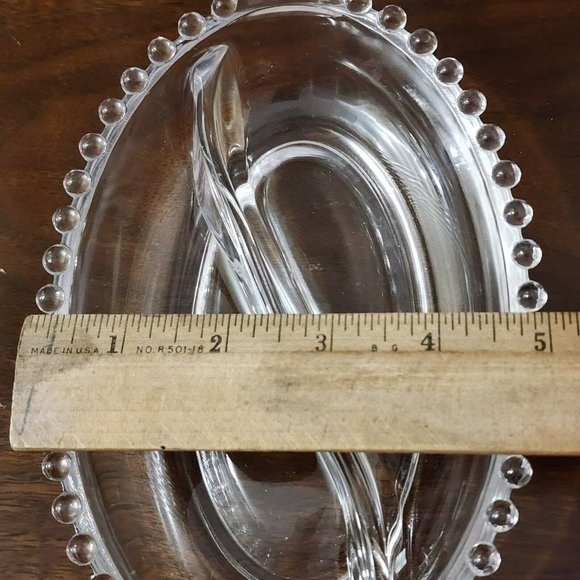 Imperial Glass Candlewick Oval 2 Part Relish Dish 8" divided serving bowl vntage - Picture 9 of 10